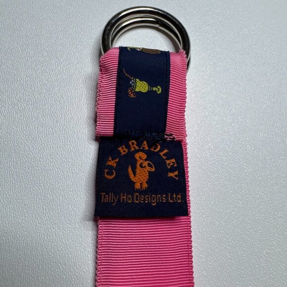 CK Bradley Preppy Cocktail Drink Ribbon Overlay Belt Silver D-Ring Closure Small - Picture 4 of 8